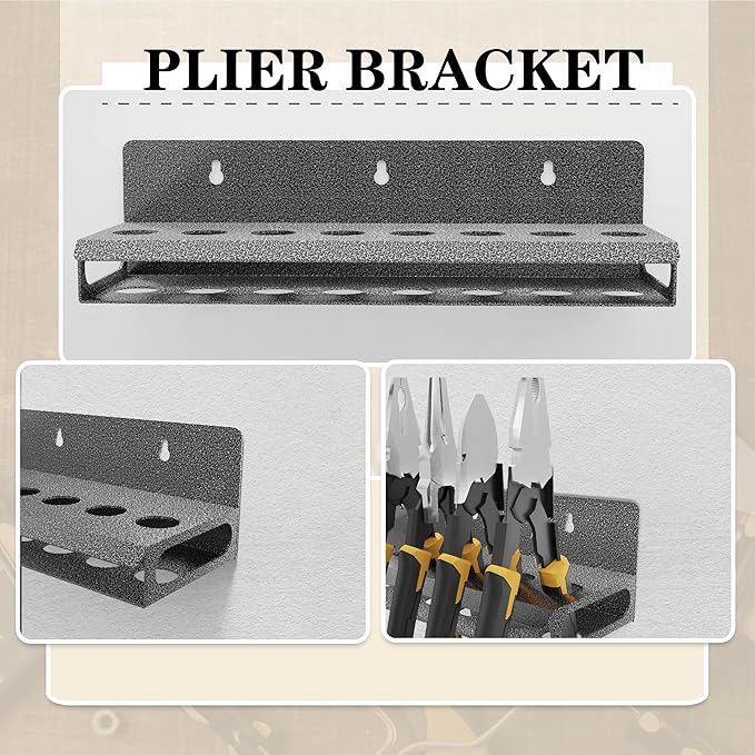 Screwdriver Holder, Pliers Holder, Hammer Rack, Set of 3 Tool Holder Organizer, for Workbench for Workshop, Shed, Garage, Home, Stores