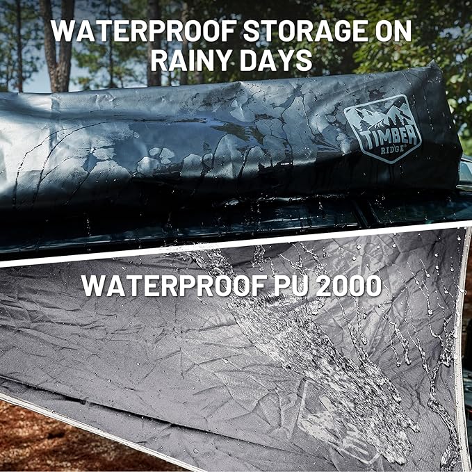 TIMBER RIDGE 19x9.8ft Retractable Vehicle Awning with Blackout Coating Roof Rack Pull-Out Sun Shade Overland Camping, Waterproof Sun Shelter for Car/Truck/Jeep/SUV/Van Grey