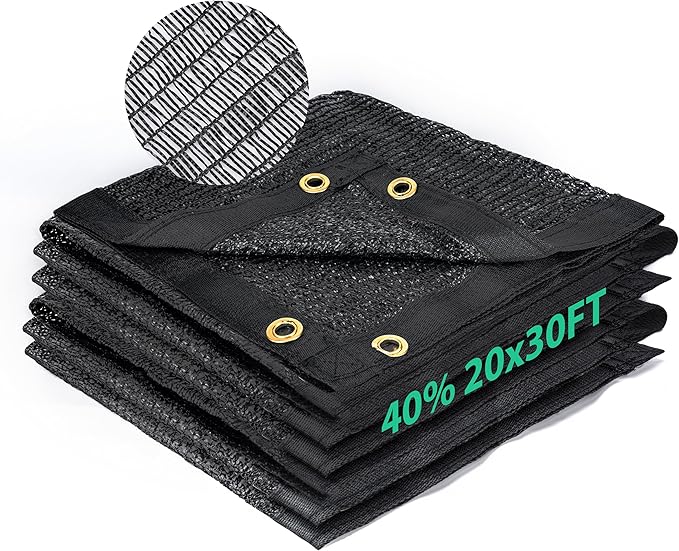 Kesfitt Garden 40% Shade Cloth, Resistant Sun Shade Net 20x30FT Mesh Tarp with HDPE Material and Reinforced Grommets Shade Trap for Greenhouse, Plant, Pergola, and Backyard Patio Sunshade