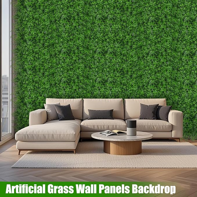 20"x20" 6pcs Grass Wall Panels, Artificial Fern Grass Backdrop with UV Protection, Fake Greenery Plant Boxwood Panels, Green Wall Decor for Outdoor Indoor Patio Garden Backyard