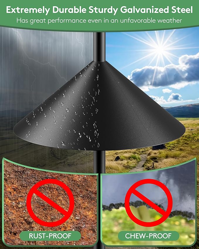 19 Inch Metal Squirrel Baffle for Bird Feeder Pole, Outdoor Squirrel Proof Bird Feeders, Bird House Guard for Shepherd’s Hook, Rust Chew Proof Heavy Duty