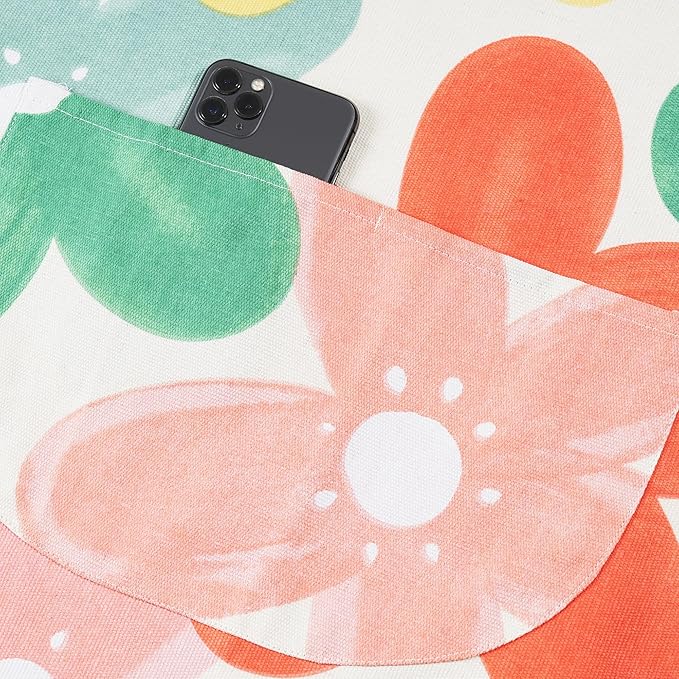 2 Pack Floral Apron for Women with Pockets, Adjustable Cotton Chef Aprons for Kitchen, Cooking, BBQ & Grill