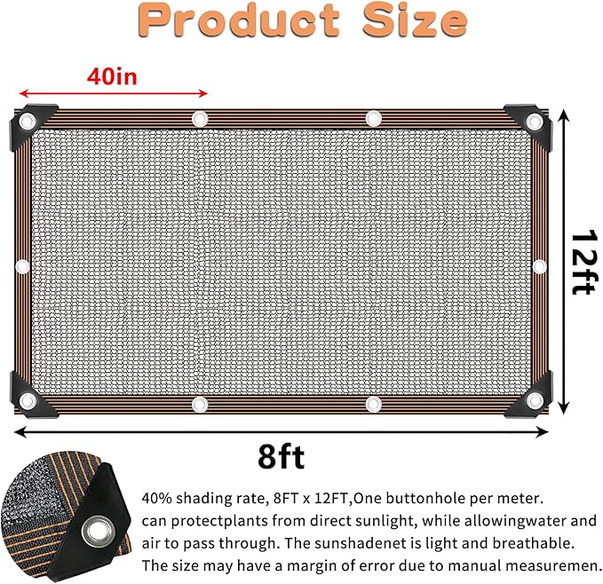 Shade Cloth for Plants Greenhouse, 40-50% Sunblock Shade Sails -for Outdoor Garden Pergola Patio Lawn Plant, Easier to Hang Sun Neting Cover for Kennel Chicken Coop