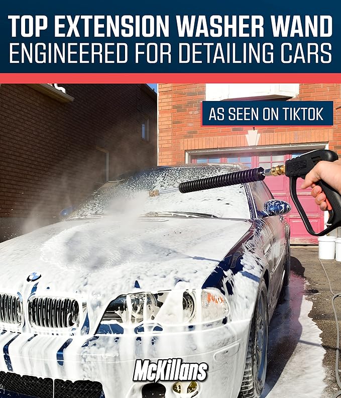 McKillans® Car Pressure Washer Extension Wand - Power Washer Wand Extension for Car Wash - Short Pressure Washer Wand Replacement - Pressure Washer Accessories & Attachments - 1/4” Quick Connect Plug