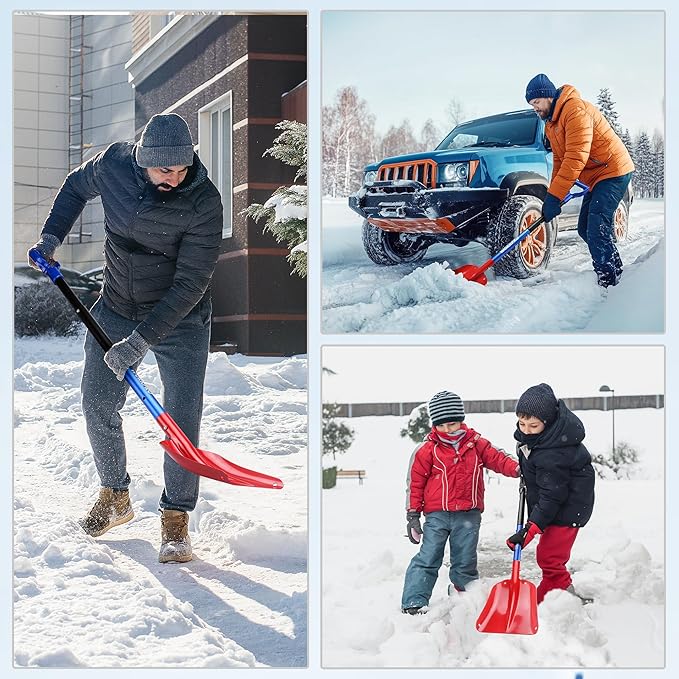 WORKPRO 47" Adjustable Snow Shovel, Lightweight Aluminum Detachable Shovel with Storage Bag for Car, Driveway, Garden, and Camping, Durable Emergency Snow Shovel for Winter Snow Removal