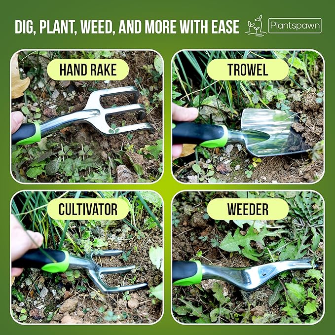 23-Piece Gardening Tools Set with Bag – Heavy-Duty Rust-Proof Hand Tools with Plastic Handles Includes 15 Plant Tags – Ideal Gift for Women, Men, Mom, Dad & Gardeners