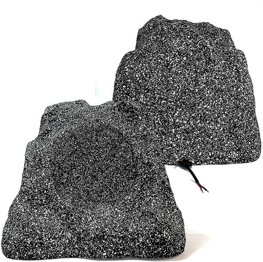 Herdio 8" Outdoor Rock Passive Speakers 600 Watt,IPX7 Waterproof,Hardwired, for Pool,Garden,Deck,Outdoor Activities (Black,Pair)