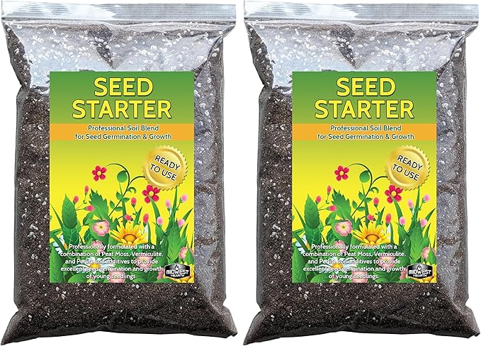 Seed Starter Natural Potting Soil Mix for Germination and Growth (Made in USA) (4 Dry Quarts) (Pack of 2)