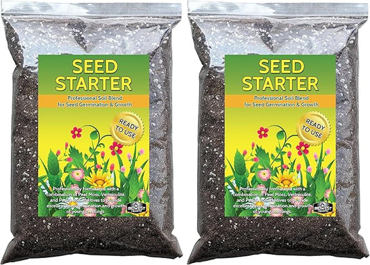 Seed Starter Natural Potting Soil Mix for Germination and Growth (Made in USA) (4 Dry Quarts) (Pack of 2)
