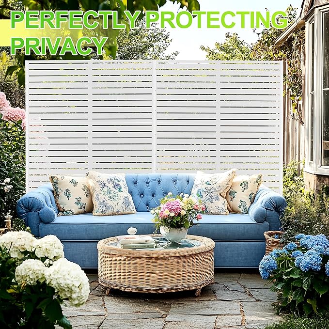 Outdoor Privacy Screen,72" H×47" W Metal Privacy Screen, Freestanding Privacy Fence Panels for Patio