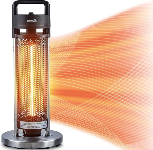 SereneLife Infrared Patio Heater, Electric Patio Heater for Indoor/Outdoor Use, Portable Heater, 900 W, for Restaurant, Patio, Backyard, Garage, Decks (Black)