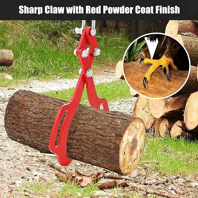 18IN Log Lifting Tongs, Log Grabber, Skidding Log Lifting Tongs Timber, Heavy Dut Solid Steel Swivel Dragging Steel Tongs Log Lifting Lumber Skidding Tongs Logging Grabber(2 Claw)