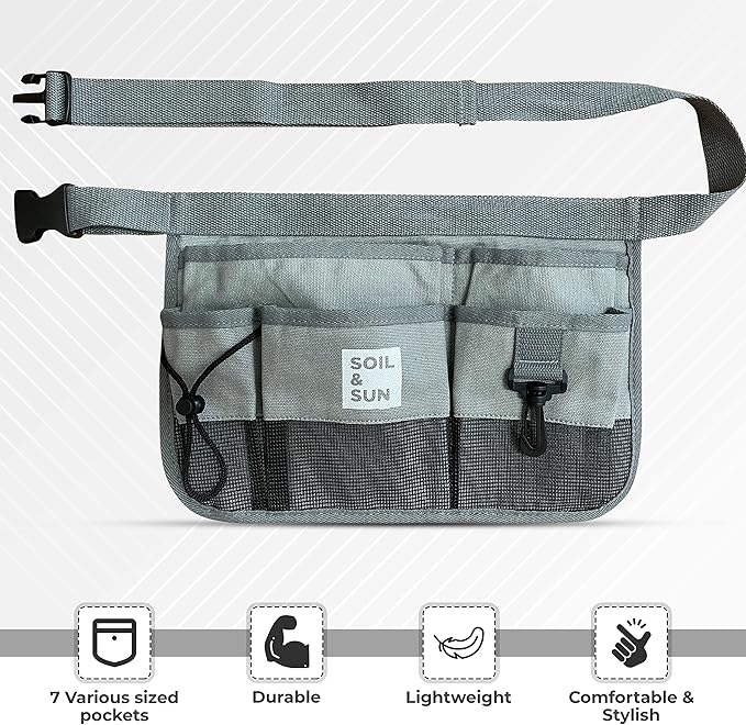 Soil & Sun Garden Tool Belt for Women, Tool Apron, Utility Belt Women, Teacher, Canvas Waist Apron with Pockets,Garden Aprons