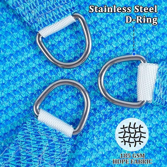 Shade&Beyond Sun Shade Sail Breathable UV Block Outdoor Covering Cloth for Backyard, Pool, 11'X11'X11', Turquoise Mixed (Customized Available)