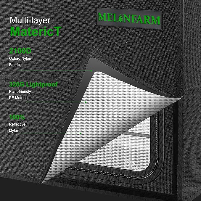 MELONFARM 24"x16"x20" Grow Tent, Double Transparent Viewing Door Indoor Grow Tent, Growing Tent with High Reflective Mylar & Floor Tray, Plant Tent for Indoor Hydroponics Growing