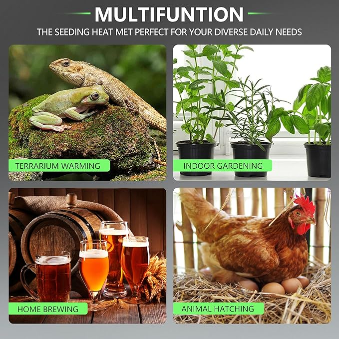 Seedling Heat Mat 2 Pack Heat Mats for Seed Starting Plants Indoor Growing Gardening Brewing Germination Greenhouses Terrarium Reptile Waterproof Seed Rooting Warming Heating Pad 10"X20.75"