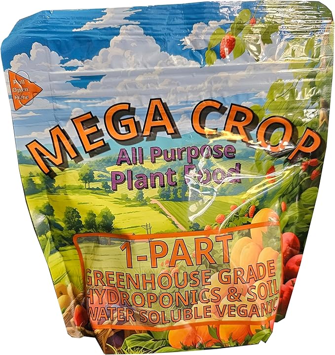 Mega Crop 1-Part Complete Base Nutrient - Hydroponic and Soil Fertilizer for Plants with Organics – Easy to Use for Max harvests - makes 100+ Gallons