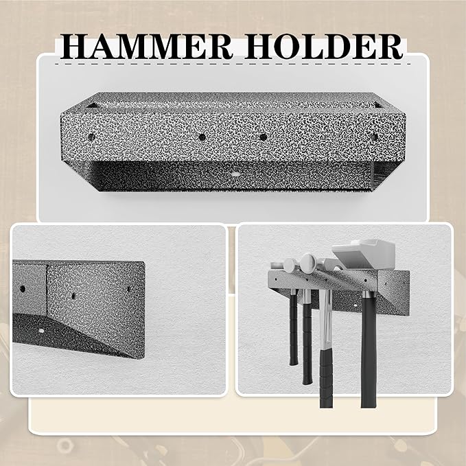 Screwdriver Holder, Pliers Holder, Hammer Rack, Set of 3 Tool Holder Organizer, for Workbench for Workshop, Shed, Garage, Home, Stores