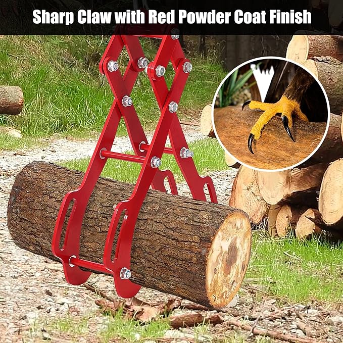 28IN Log Lifting Tongs, Log Grabber, Skidding Log Lifting Tongs Timber, Heavy Dut Solid Steel Swivel Dragging Steel Tongs Log Lifting Lumber Skidding Tongs Logging Grabber(4 Claw)