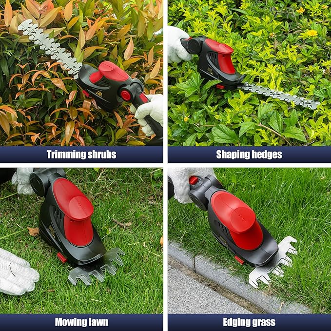 Hedge Trimmer Cordless for Milwaukee 18V MAX Battery, 1500RPM Grass Trimmer Electric Hedge Trimmer, 2 in 1 Design, Perfect for Yard, Garden, and Lawn Care(Battery Not Included) (Red)