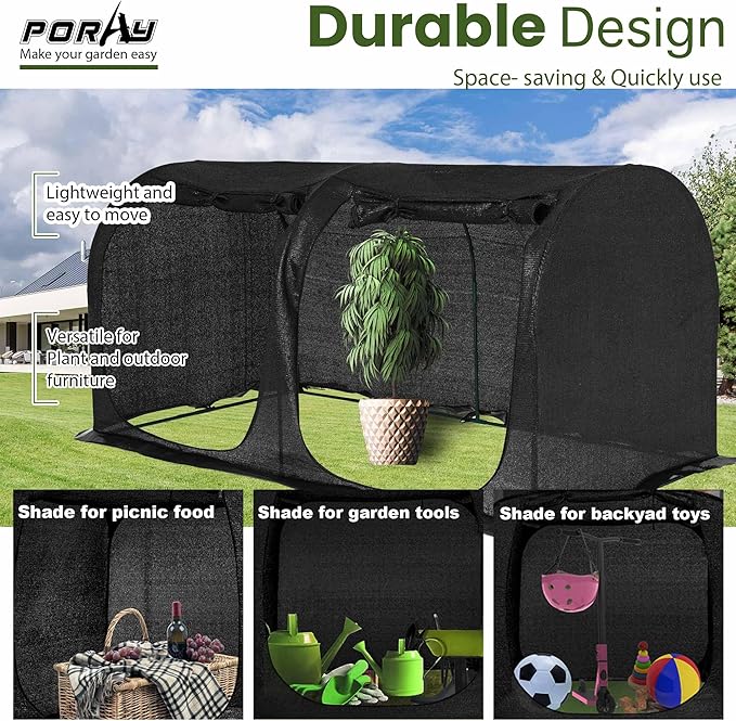 Large Tunnel 8.2'x4' Sunshade Cloth Gardening Net,Easy Set up 4FT Tall Crops Shade Cover, UV Resistant Plant 80% Sunblock Net for Vegetables,Fruits and Mini Flower Pot with Stakes and Carry