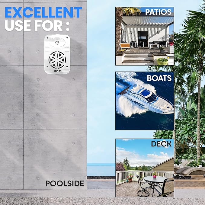 PyleUsa Indoor Outdoor Speakers Pair-500 Watt Dual Waterproof 5.25” 2-Way Full Range Speaker System w/ 1/2”High Compliance Polymer Tweeter - in-Home, Boat, Marine,Deck,Patio,Poolside (White) PDWR55WT