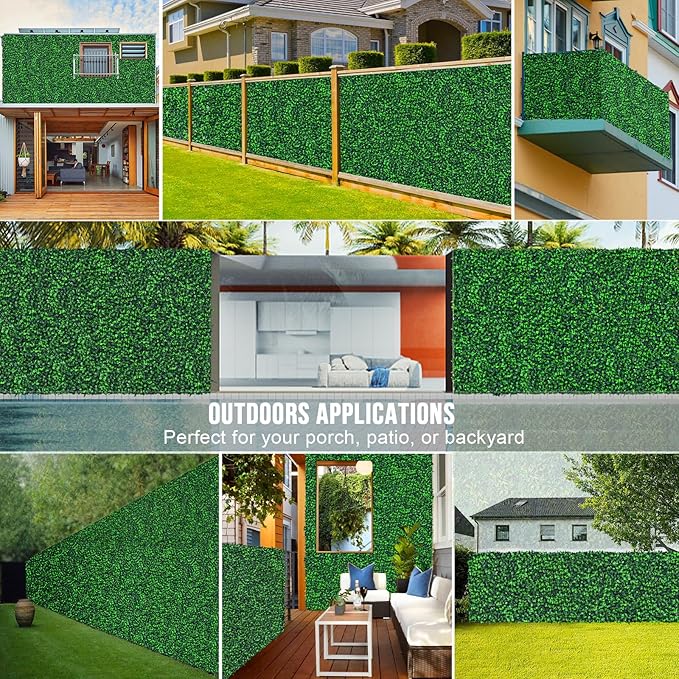 20"x20" Grass Wall,16PCS Artificial Boxwood Panels Cover 44.4SQFT,4 Layers Plant Wall, Greenery Backdrop,Privacy Hedge Screen,Green Panels Decor for Outdoor Garden and Indoor Home Wedding