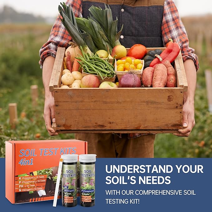 AAwipes Soil Test Kit 4-in-1 for pH, Nitrogen, Phosphorus & Potassium - 40 Soil Testing Kits Upgraded Accurate Nutrient Tester for Garden, Yard, Lawn & Plant Care with Sampling Accessories (J04-40)