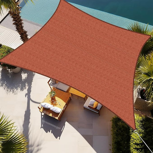 Shade&Beyond Sun Shade Sail Breathable UV Block Outdoor Covering Cloth for Backyard, Pool, 12'X25', Rust Red (Customized Available)