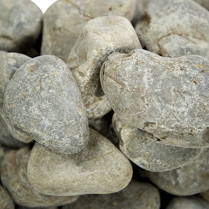 MSI Nile Decorative Polished Gray Pebbles, 1.2 inch - 2.4 inch, 40 lb. Bag