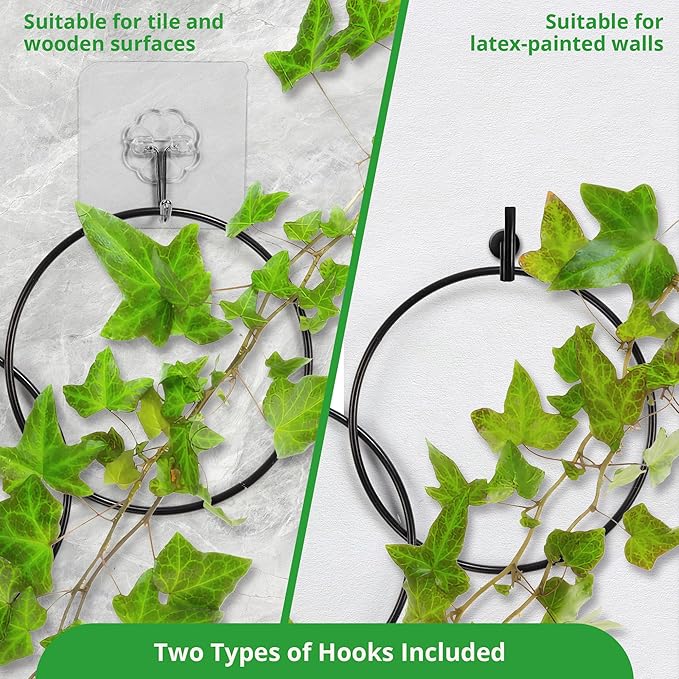 24 Pcs Chain Trellis for Climbing Plants, 120 Inch Long Metal Plant Trellis Indoor Outdoor, Garden Wall Vine Support Trellis, Plant Accessories for Ivy, Peonies, Circle Design Black