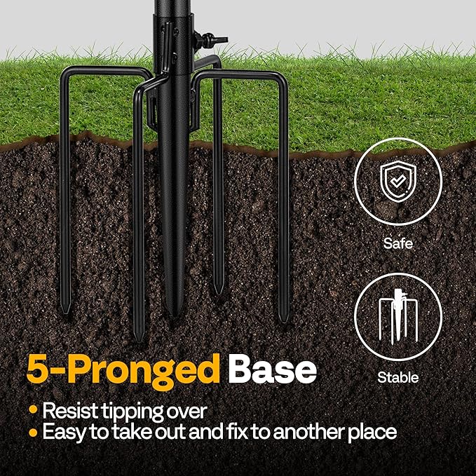 VIVOHOME Polyresin Bird Bath Bowl with Metal Stake, 29 Inch Height Outdoor Freestanding Birdfeeder, Capacity 1.4 Gallons, 5-Pronged Base, Bronze