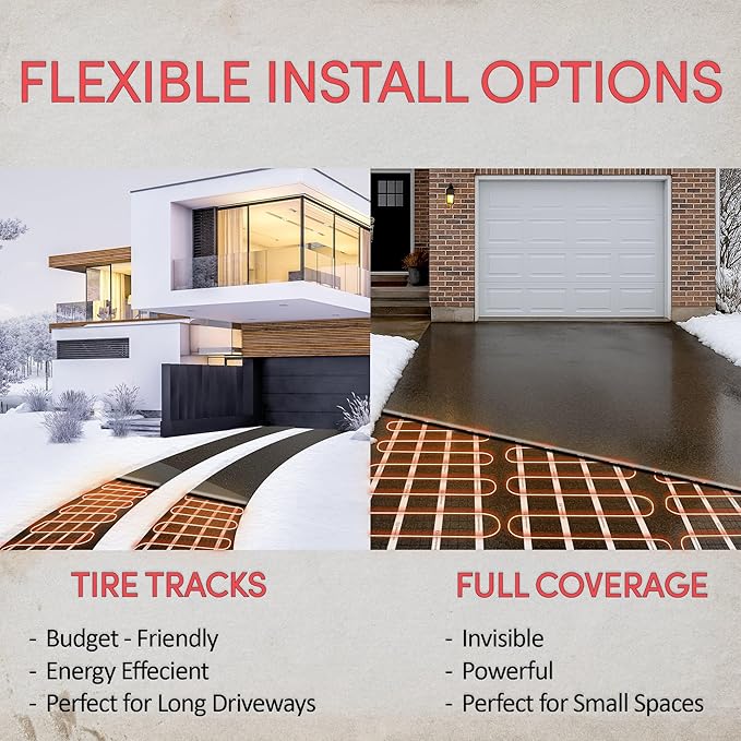 WarmlyYours 3x15 ft. Electric Ice and Snow Melting Mat 120V 2250 Watts - Embedded Under Asphalt, Concrete, or Pavers - Radiant Heated Driveway, Walkways, Sidewalks, Patios, Porch, Ramps PowerMat