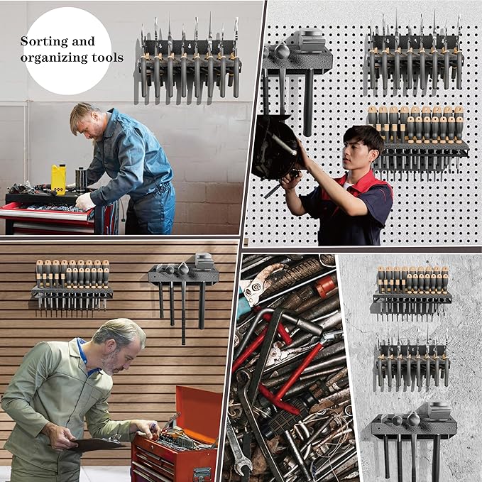 Screwdriver Holder, Pliers Holder, Hammer Rack, Set of 3 Tool Holder Organizer, for Workbench for Workshop, Shed, Garage, Home, Stores