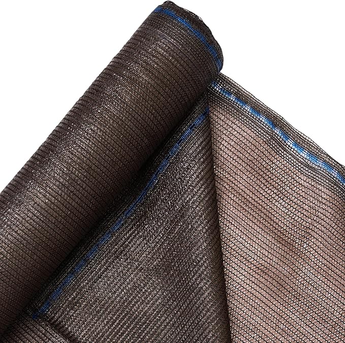 WindscreenSupplyCo] 60% 5'10'' x 100 FT Eyelets Shade Cloth Roll Sunblock Shade UV Resistant Net for Garden Greenhouse Flower Plant Patio Kennel, Brown - PS6160BRN