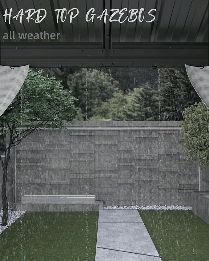 10x12 Ft Hardtop Gazebos with Heavy Duty Double Roof, Nettings and Curtains Galvanized Steel Outdoor Gazebos for Patio, Backyard, Deck, Lawn (Grey)