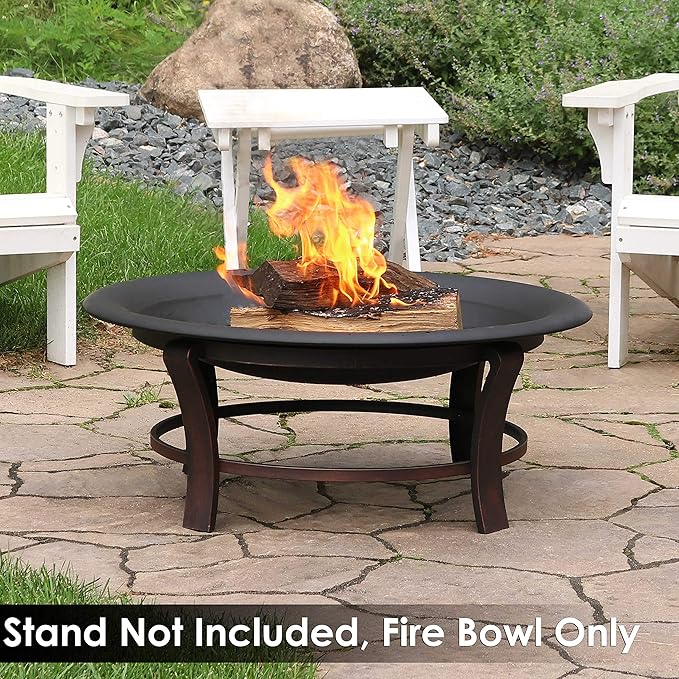 Sunnydaze Outdoor Fire Pit Bowl Replacement Insert for DIY Ring or Existing Stand - Wood-Burning Fire Bowl for Outside - 32-Inch