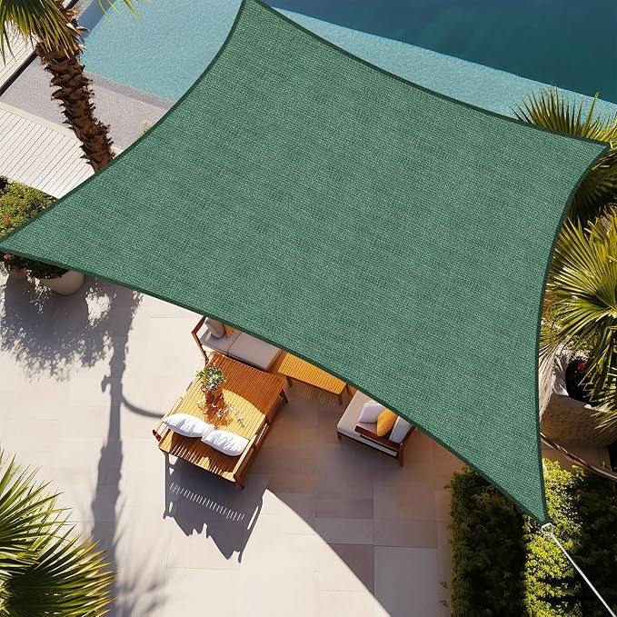 Shade&Beyond Sun Shade Sail Breathable UV Block Outdoor Covering Cloth for Backyard, Pool, 9'X15', Dark Green (Customized Available)