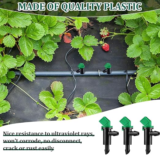 Mudder 60 Pieces Irrigation Drip Emitter Garden Flag Irrigation Dripper, Trees and Shrubs (Green Black)