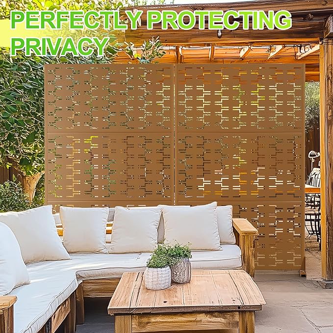 Outdoor Privacy Screen,72" H×47" W Metal Privacy Screen, Freestanding Privacy Fence Panels for Patio