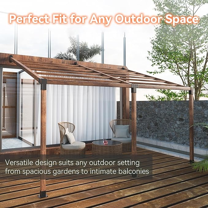 2 Pack Stainless Steel 15° Slanted roof pergola Bracket, firewood Sheds roof kit (3-Way End Corner), black