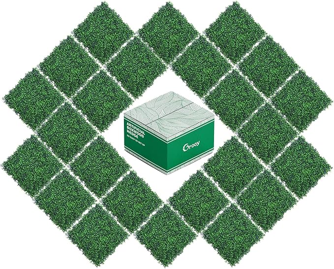 20"x20" Grass Wall,24PCS Artificial Boxwood Panels Cover 66.67SQFT,4 Layers Plant Wall, Greenery Backdrop,Privacy Hedge Screen,Green Panels Decor for Outdoor Garden and Indoor Home Wedding