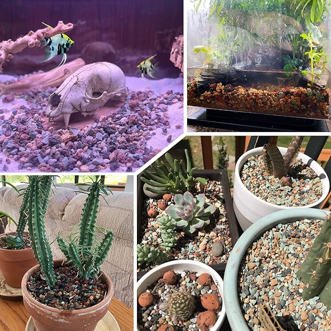 2.4lb Mix Horticultural Lava Rock Pebbles Pumice Potting Soil Amendment Succulent Cactus Bonsai Gritty Rock Decorative Gravel Plant Drainage Volcanic Rock for Aquarium Fairy Gardening Top Dressing