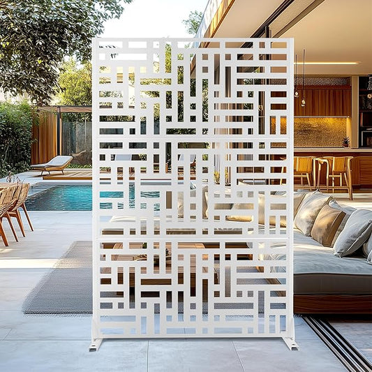 Outdoor Privacy Screen,72" H×47" W Metal Privacy Screen, Freestanding Privacy Fence Panels for Patio
