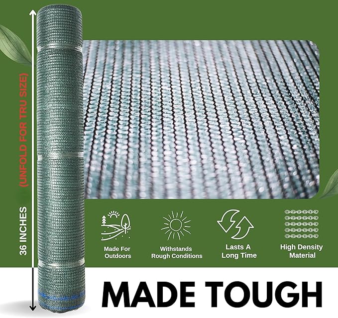 WindscreenSupplyCo] 60% 5'10'' x 100 FT Eyelets Shade Cloth Roll Sunblock Shade UV Resistant Net for Garden Greenhouse Flower Plant Patio Kennel, Green - PS6160GRN