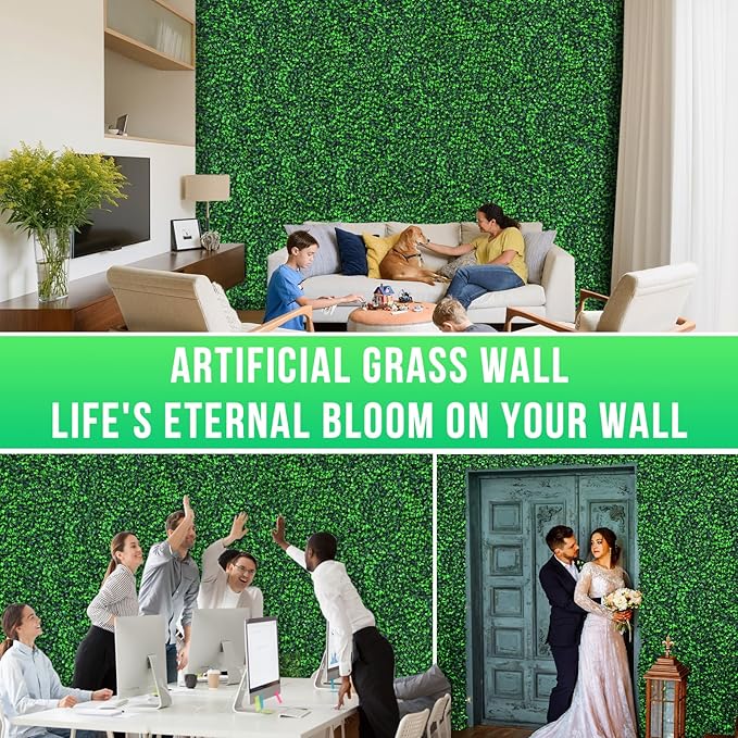 20"x20" Grass Wall,24PCS Artificial Boxwood Panels Cover 66.67SQFT,4 Layers Plant Wall, Greenery Backdrop,Privacy Hedge Screen,Green Panels Decor for Outdoor Garden and Indoor Home Wedding