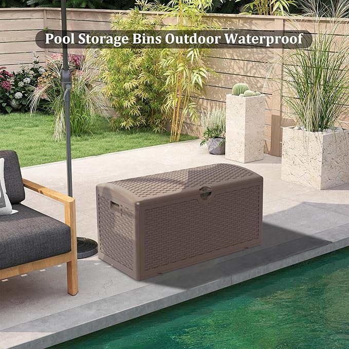 80 Gallon Pro Resin Deck Box, Waterproof Outdoor Storage Bin for Patio, Poolside, and Garden, Lockable & UV-Resistant, Black