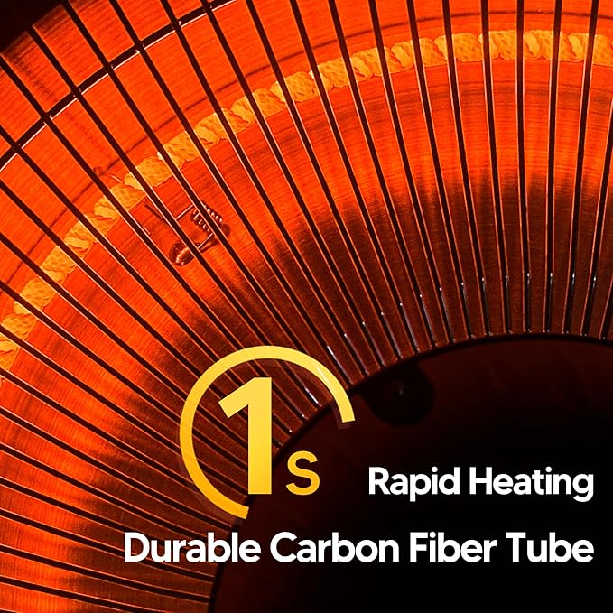 Patio Heater for Outdoor Use 1500W Electric Infrared Hanging Heater, Ceiling Mounted, Waterproof for Porch, Garage, Balcony, Overheat Protection Brown