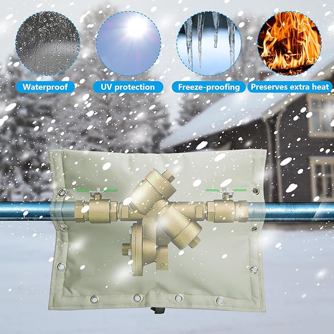 20 x 16 Inch Backflow Preventer Insulation Cover- 3 Way Opening Winter Pipe Insulation Sprinkler Valve Cover (5°F)- Waterproof Water Well Pump Covers for Outside Freeze Protection
