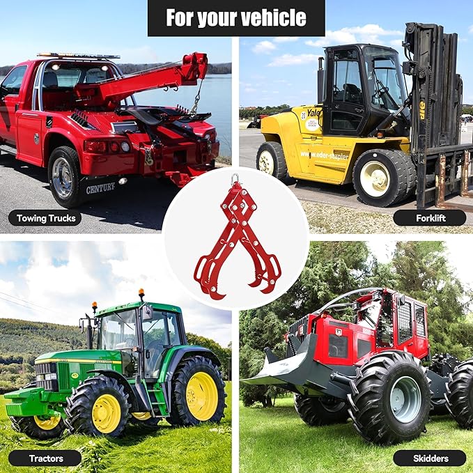 28IN Log Lifting Tongs, Log Grabber, Skidding Log Lifting Tongs Timber, Heavy Dut Solid Steel Swivel Dragging Steel Tongs Log Lifting Lumber Skidding Tongs Logging Grabber(4 Claw)